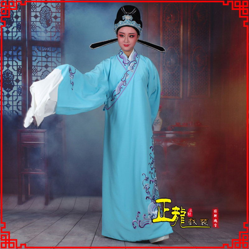 天津梁祝才子唐伯虎黄梅戏古装褶子草波纹小生衣